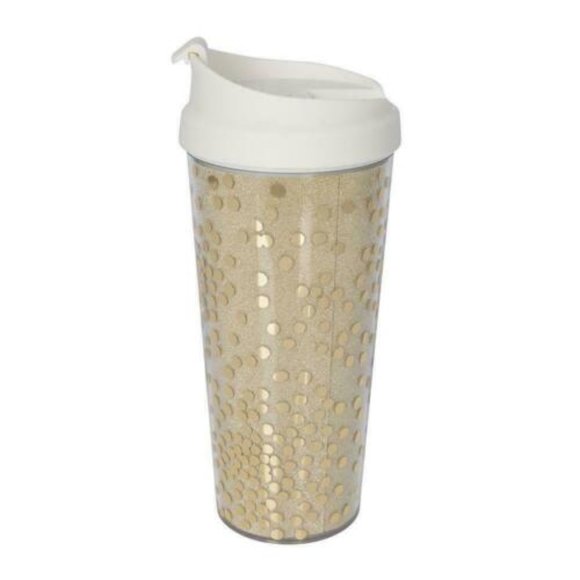kate spade Dining Nwt Kate Spade Gold Glitter Drink Tumbler Poshmark